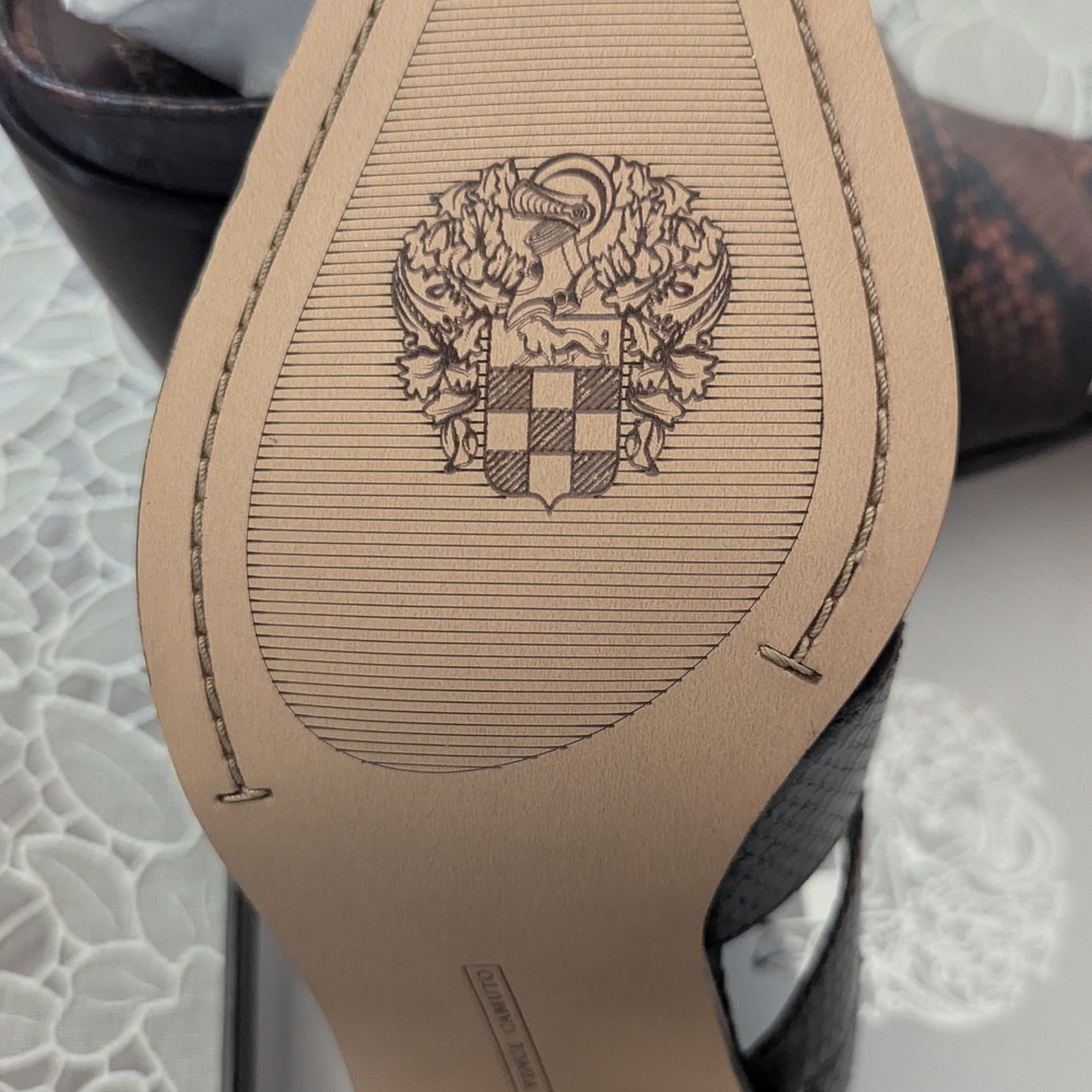 Vince Camuto Black and Red Snake Print Mules - Picture 10 of 12